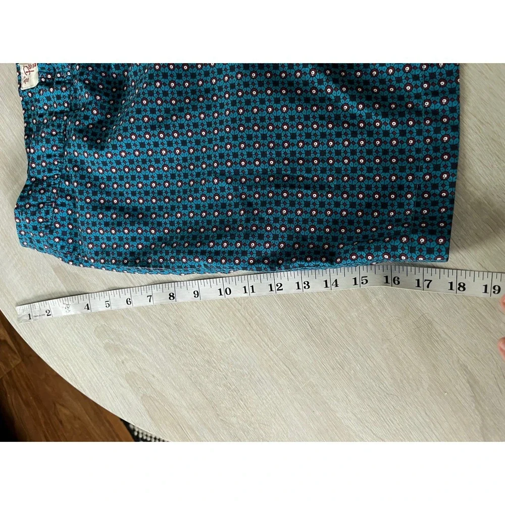 Original Penguin Mens Blue Geometric Print Swim Trunks Size 34 Drawstring Mesh
